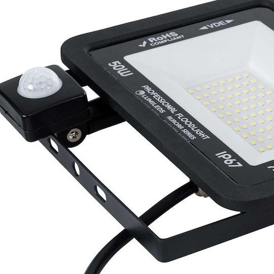 GloboStar Atlas Waterproof LED Floodlight 50W Cold White 6000K with Motion Sensor IP67