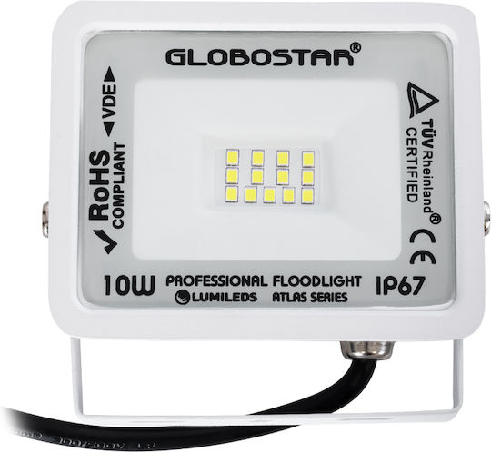 GloboStar Atlas Waterproof LED Floodlight 10W Cold White 6000K IP67