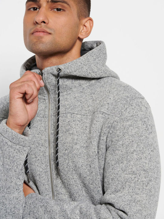 Funky Buddha Men's Sweatshirt Jacket with Hood and Pockets Gray