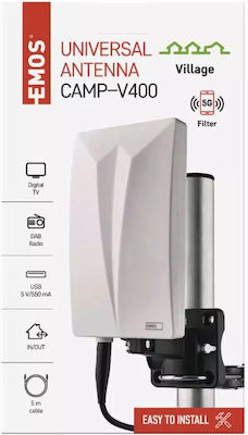 Emos Camp-v400 Outdoor TV Antenna (without power supply) White Connection via Coaxial Cable