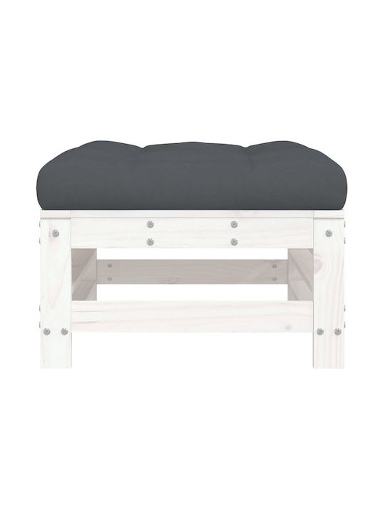 Wooden Cube Garden Stool with Cushion White 2 Pieces 57.5x57.5x30cm