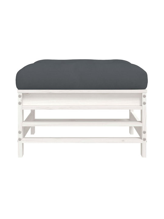 Wooden Cube Garden Stool with Cushion White 2 Pieces 57.5x57.5x30cm