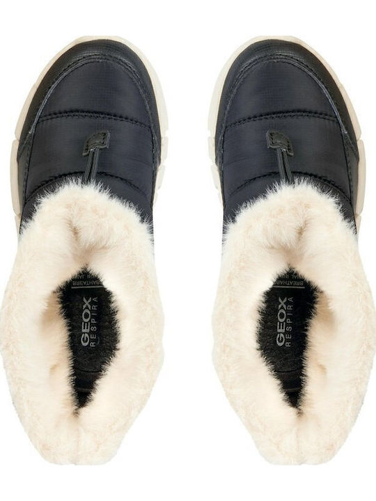 Flexyper Lederne Kinder-Schneestiefel mit Schnürsenkeln Schwarz