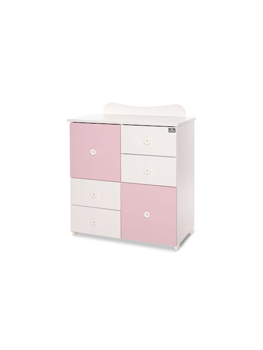 Baby Dresser with 4 Drawers White/Orchid Pink 83x71x96cm