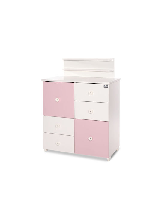 Baby Dresser with 4 Drawers White/Orchid Pink 83x71x96cm