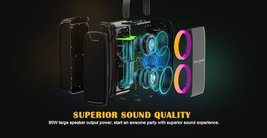 W-King T9-2 Bluetooth Speaker 80W with Battery Life up to 24 Hours Black