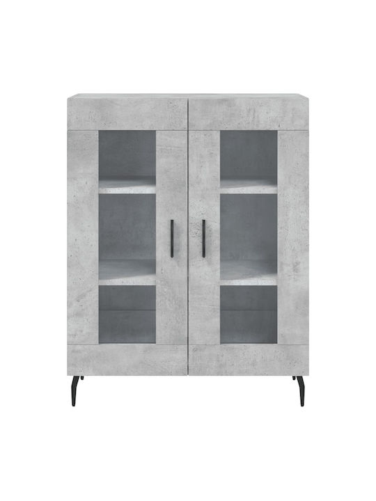 Wohnzimmer Vitrine aus Spanplatte mit Verglasung in Grau 69.5x34x90cm