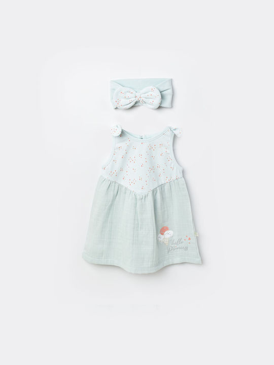 Biorganic Mädchen Kleid Set mit Zubehör Langärmelig Grün