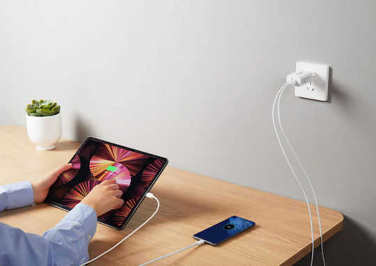 Veger Charger Without Cable with USB-A Port and USB-C Port 30W Power Delivery Quick Charge 3.0 SuperCharge White (VLS302U)