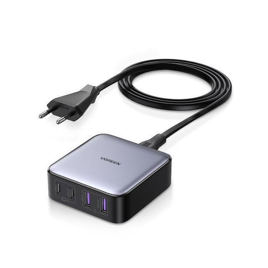 Ugreen Φορτιστής Χωρίς Καλώδιο GaN με 2 Θύρες USB-A και 2 Θύρες USB-C 65W Power Delivery / Quick Charge 4.0 Μαύρος (Nexode GaN CD327)