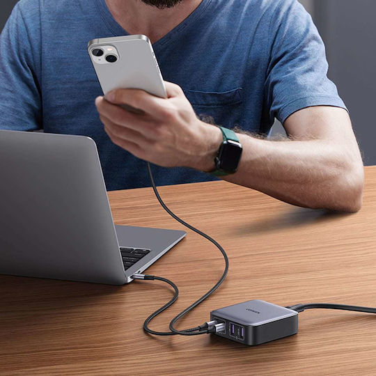 Ugreen Φορτιστής Χωρίς Καλώδιο GaN με 2 Θύρες USB-A και 2 Θύρες USB-C 65W Power Delivery / Quick Charge 4.0 Μαύρος (Nexode GaN CD327)