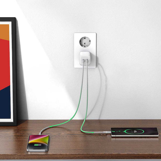 Ugreen Φορτιστής Χωρίς Καλώδιο GaN με 2 Θύρες USB-C 45W Power Delivery Λευκός (Nexode)