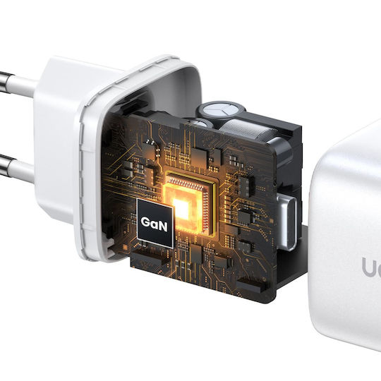 Ugreen Φορτιστής Χωρίς Καλώδιο GaN με 2 Θύρες USB-C 45W Power Delivery Λευκός (Nexode)