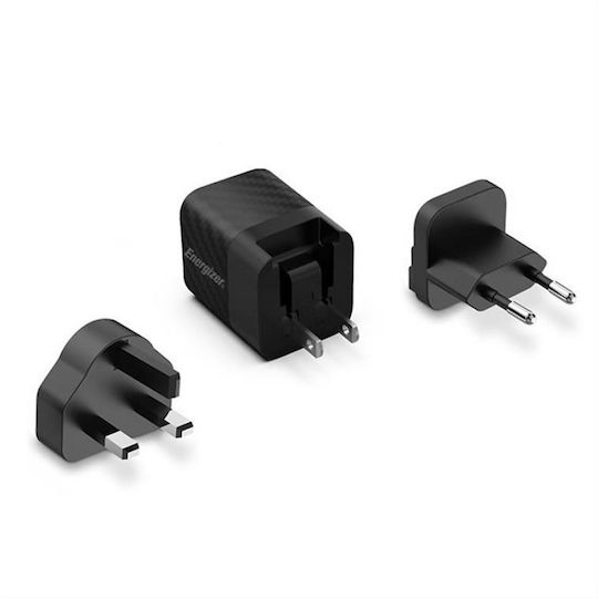 Energizer Φορτιστής Χωρίς Καλώδιο GaN με Θύρα USB-A και Θύρα USB-C 65W Power Delivery Ασημί (A65MU)