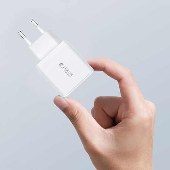 Tech-Protect Charger Without Cable with 2 USB-C Ports 35W Power Delivery Whites (C35W)