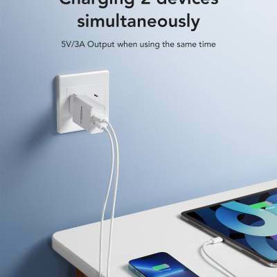 Veger Φορτιστής Χωρίς Καλώδιο με Θύρα USB-A και Θύρα USB-C 20W Power Delivery / Quick Charge 3.0 Λευκός (VLS202U)