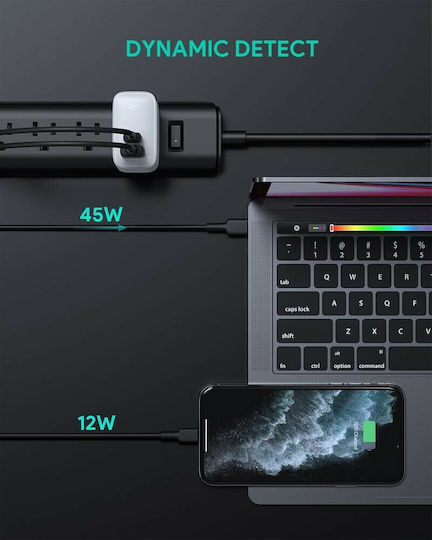 Aukey Φορτιστής Χωρίς Καλώδιο GaN με Θύρα USB-A και Θύρα USB-C 65W Power Delivery Μαύρος (PA-B3)