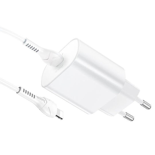 Hoco Ladegerät mit USB-C Anschluss und Kabel USB-C - Lightning 25W Stromlieferung Weißs (N22 Jetta)