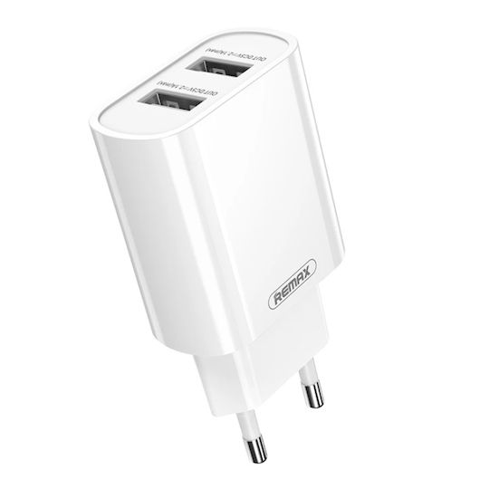 Remax Charger with 2 USB-A Ports and Cable USB-C Whites (RP-U35)