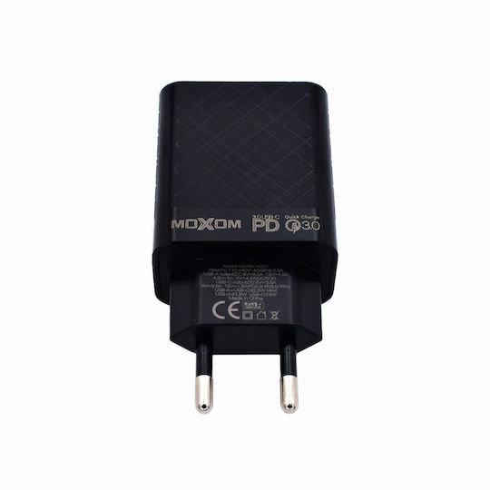 Moxom Charger Without Cable with USB-A Port and USB-C Port 22.5W Power Delivery / Quick Charge 3.0 Blacks (MX-HC27)
