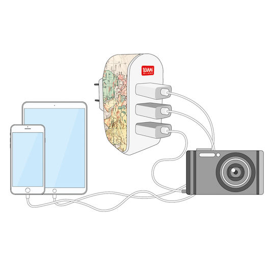Legami Milano Зарядно без кабел с 3 USB-A порта Многоцветен (WACH2000)