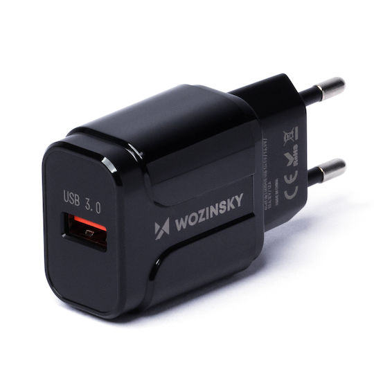 Wozinsky Charger Without Cable with USB-A Port Quick Charge 3.0 Blacks (WWC-B02)