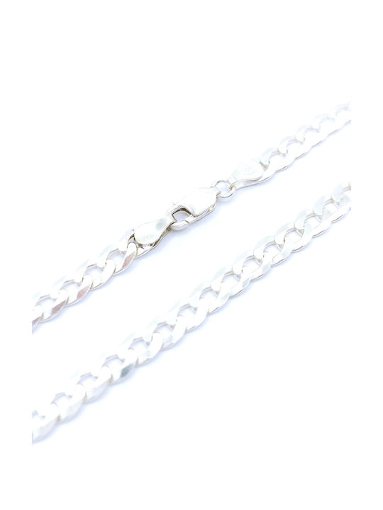 PS Silver Unisex Silver Hand Thin Chain White 19cm