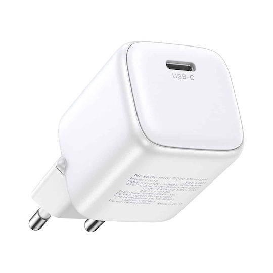 Ugreen Φορτιστής Χωρίς Καλώδιο GaN με Θύρα USB-C 20W Power Delivery Λευκός (Nexode Mini)