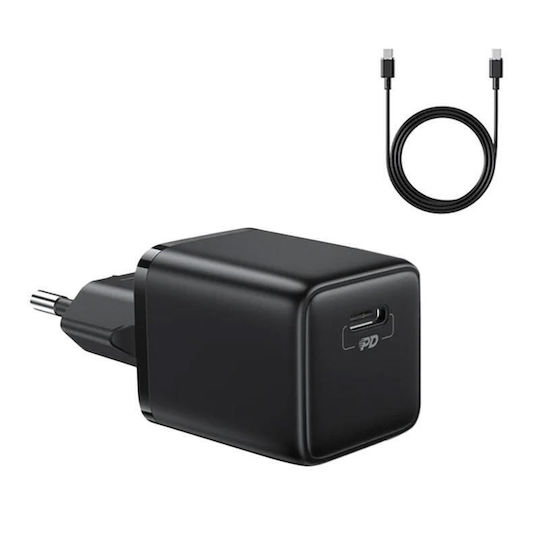 Joyroom Φορτιστής με Θύρα USB-C και Καλώδιο USB-C 25W Power Delivery Μαύρος (L-P251)