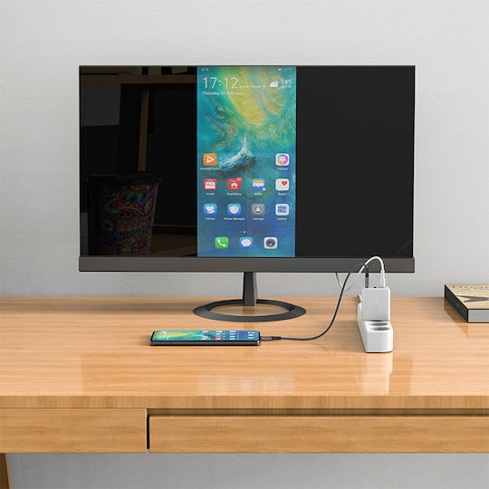 Acefast Φορτιστής GaN με Θύρα USB-A και Θύρα USB-C και Καλώδιο USB-C 100W Power Delivery / Quick Charge 3.0 Λευκός (A17)