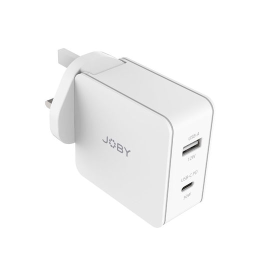 Joby Încărcător Fără Cablu cu Port USB-A și Port USB-C 42W Albς (JB01806)