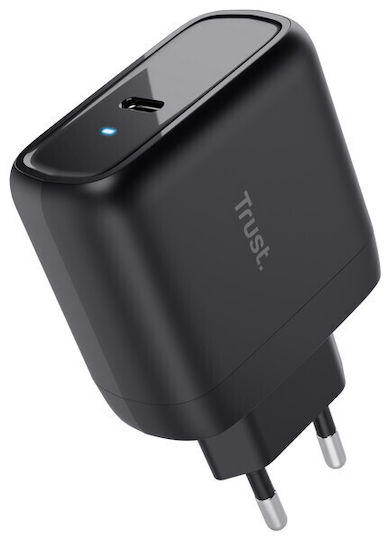 Trust Φορτιστής με Θύρα USB-C και Καλώδιο USB-C 65W Power Delivery Μαύρος (Maxo)