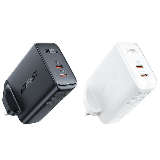 Acefast GaN Wireless Charger with 2 USB-C Output Ports 50W Power Delivery / Quick Charge 4+ White