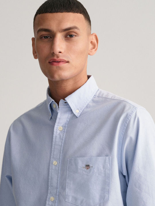 Long Sleeve Cotton Shirt in Regular Fit Light Blue