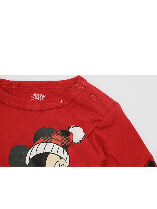 Disney Mickey Mouse Комплект Бебешко Боди Дълъг ръкав Червен 2бр