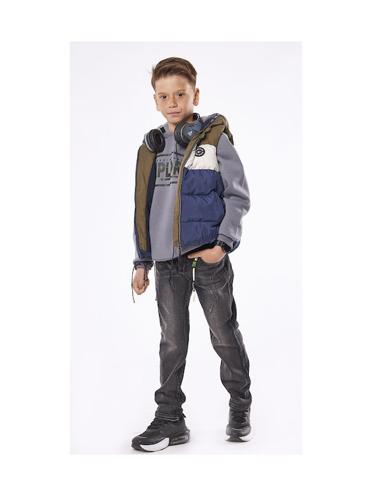 Hashtag Boys Quilted Coat Navy Blue Sleeveless with Ηood