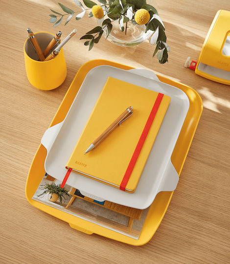 Leitz Tavă pentru Documente Plastic Cosy Galben 27.4x6.2x39.1cm.
