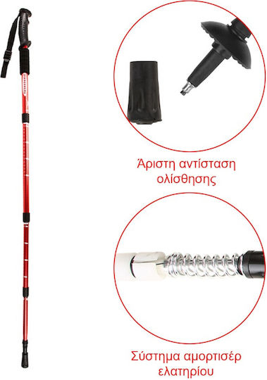 Tpster Τηλεσκοπικό Μπατόν Ορειβασίας 1τμχ Κόκκινο