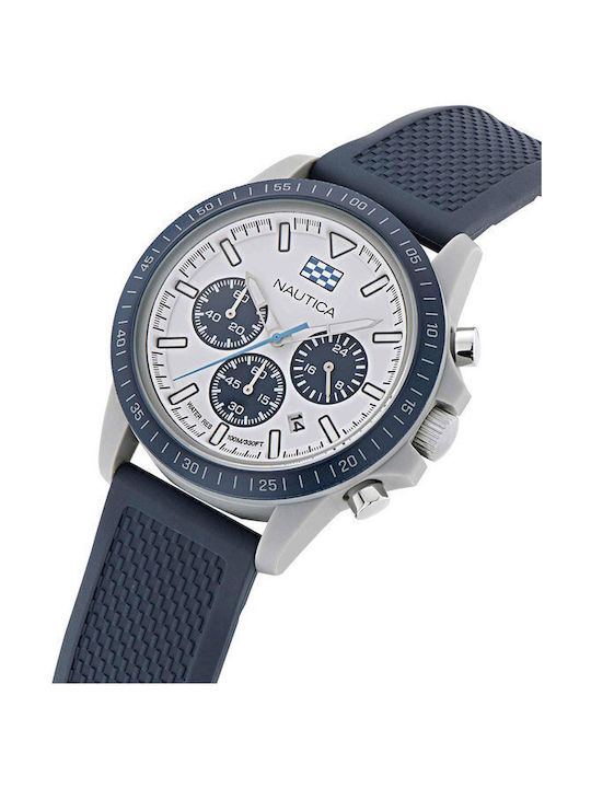 Nautica Watch Chronograph Battery with Blue Rubber Strap