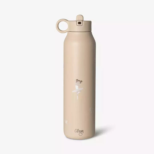 Citron Kids Water Bottle Thermos Stainless Steel with Straw Non Spill Yellow 500ml