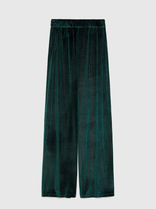 Women's Fabric Trousers with Elastic Green