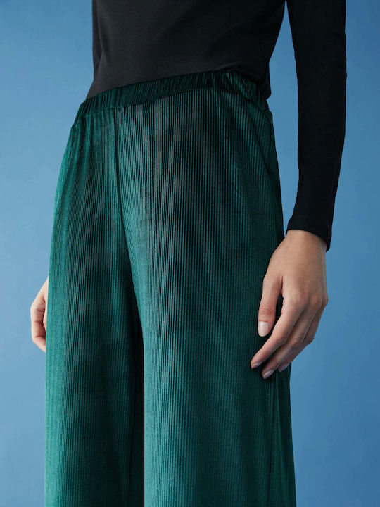 Women's Fabric Trousers with Elastic Green