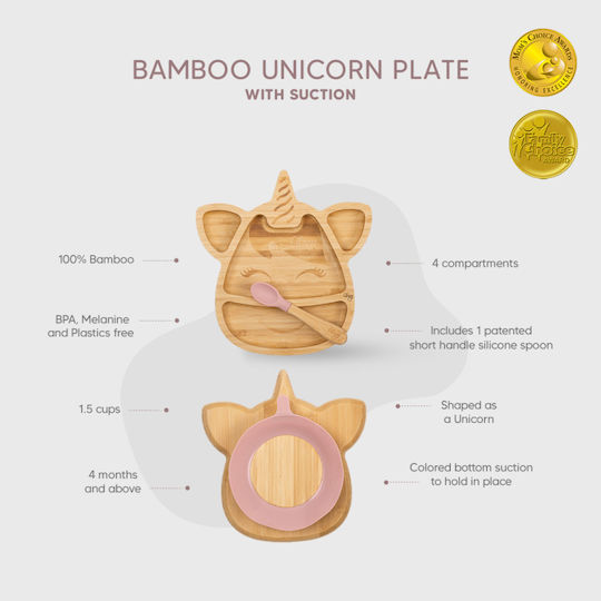 Citron Feeding Set made of Bamboo with Non-Slip Base Yellow 2pcs for 4+ months