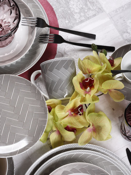 Cryspo Trio Plaza Gray Porcelain Dinnerware Set 20pcs