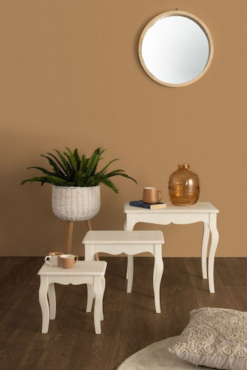 Bizzotto Wooden White Plant Pots 3 Pieces