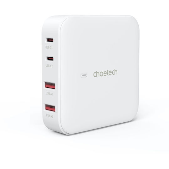 Choetech Choetech GaN Handyladegerät ohne Kabel mit 2 USB-A Ausgangsanschlüsse und 2 USB-C Ausgangsanschlüsse 100W Schnellladetechnologie Quick Charge 3.0 Schwarz
