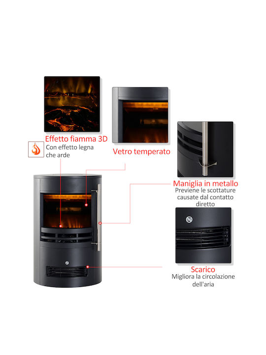 HomCom De podea Șemineu electric 900W 41x64.5cm Negru