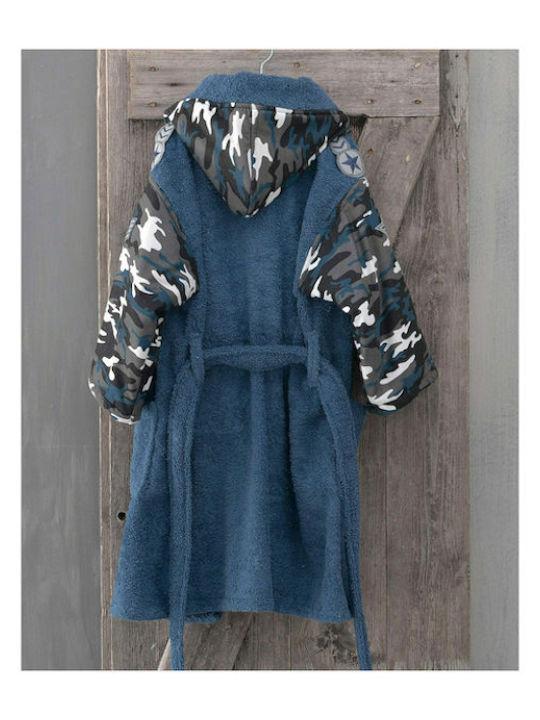 Rythmos Kids Bathrobe Army Blue Hooded