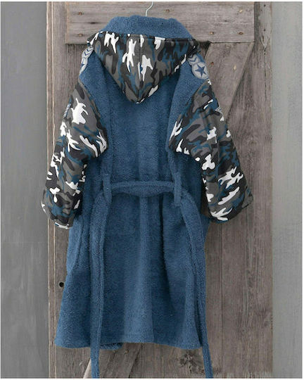 Rythmos Kids Bathrobe Army Blue Hooded