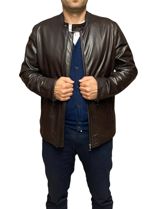 Leather Jacket Biker Brown
